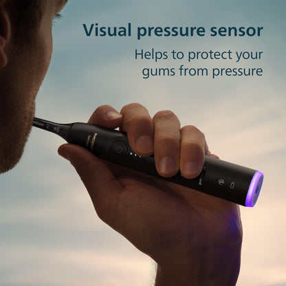 Philips Sonicare Serie 7300 Cepillo de Dientes Eléctrico Sónico, Sensor de Presión, 12 Ajustes de Cepillado, SmarTimer y BrushPacer, Estuche de Viaje  Negro (HX7421/07)
