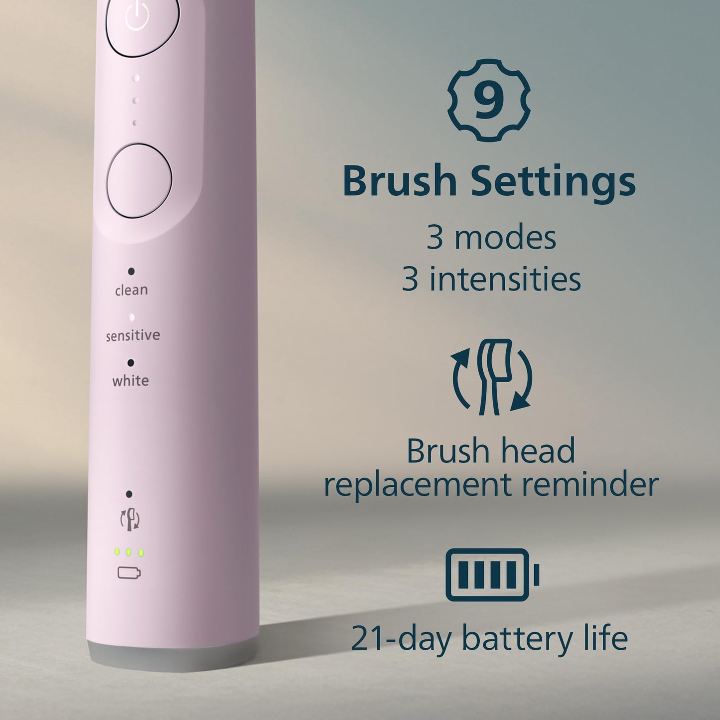 Philips Sonicare Serie 6700 Cepillo de Dientes Eléctrico Sónico, Sensor de Presión, 9 Ajustes de Cepillado, SmarTimer, Estuche de Viaje  Rosa Claro (HX7412/04)
