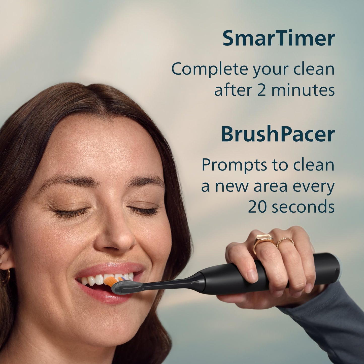 Philips Sonicare Serie 7300 Cepillo de Dientes Eléctrico Sónico, Sensor de Presión, 12 Ajustes de Cepillado, SmarTimer y BrushPacer, Estuche de Viaje  Negro (HX7421/07)