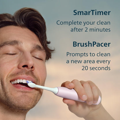 Philips Sonicare Serie 6700 Cepillo de Dientes Eléctrico Sónico, Sensor de Presión, 9 Ajustes de Cepillado, SmarTimer, Estuche de Viaje  Rosa Claro (HX7412/04)