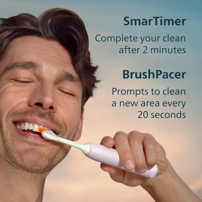 Philips Sonicare Serie 7300 Cepillo de Dientes Eléctrico Sónico, Sensor de Presión, 12 Ajustes de Cepillado, SmarTimer y BrushPacer, Estuche de Viaje –Rosa Claro (HX7422/04)